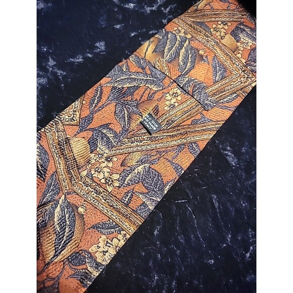 Vintage Landon's Mend Neck Tie Orange Frames Geometric Fruit Professional Suit - Picture 5 of 10